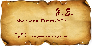 Hohenberg Euszták névjegykártya
